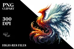 Paint Brush Style Pheonix Fire and Ice PNG Product Image 2