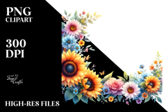 Colorful Vibrant Sunflower Frame | Sublimation Clipart Product Image 2