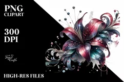 Glossy Lily Watercolor Splash | Sublimation | Clipart Product Image 3