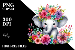 Adorned Elephant Vibrant Flower | Clipart Product Image 2