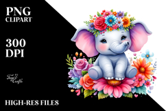 Cartoon Vibrant Elephant Flower | Clipart Product Image 2