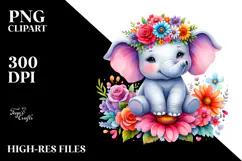 Cartoon Vibrant Elephant Flower | Clipart Product Image 2