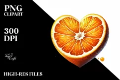 Half Orange Heart Shaped Kivi PNG Product Image 2