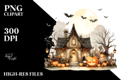 Simple Retro Halloween Scene, PNG Product Image 2
