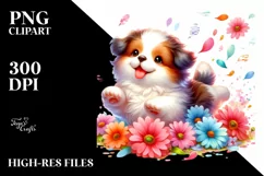 Colorful Cute Dog Tumbling Watercolor Product Image 1