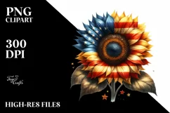 Vibrant Sunflower with USA Flag Colors | Sublimation Clipart Product Image 3