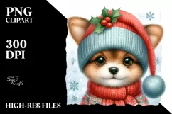 Cute Baby Dog Dressed for Christmas PNG Product Image 3