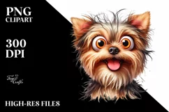 Cute Yorkshire Terrier Sitting | Sublimation Clipart Product Image 1