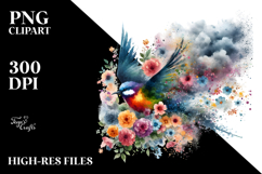 Colorful Grungy Bird Painting PNG Product Image 2