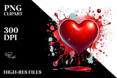 Red Glossy Heart Painted, Vibrant PNG Product Image 2