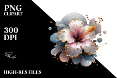 Abstract -Like Hibiscus with Golden Insertions PNG Product Image 2