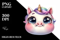 Expressive Baby Face Unicorn, Transparent PNG Product Image 3
