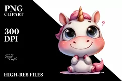 Expressive Baby Face Unicorn, Transparent PNG Product Image 1