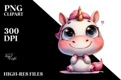 Expressive Baby Face Unicorn, Transparent PNG Product Image 2