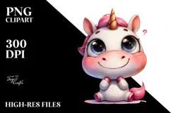 Expressive Baby Face Unicorn, Transparent PNG Product Image 2
