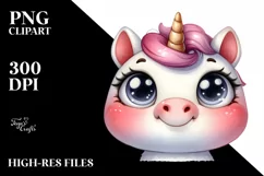 Expressive Baby Face Unicorn, Transparent PNG Product Image 1