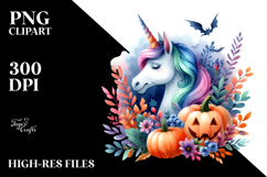 Unicorn Halloween Scenery | Clipart Product Image 2
