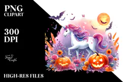 Unicorn Halloween Scenery | Sublimation Clipart Product Image 2
