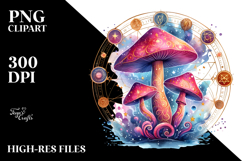 Vibrant Magical Celestial Mushroom, PNG Product Image 2