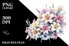 Colorful Washed Watercolor Lily Frame | Sublimation Clipart Product Image 2