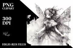 Whimsical Gothic Fairy Illustration, High-Res PNG Product Image 1
