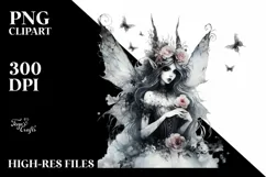 Whimsical Gothic Fairy Artwork, High-Res PNG Product Image 1