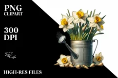 Detailed Sprinkler Can with Daffodil|Clipart Product Image 3