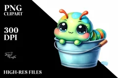 Colorful Smiling Baby Caterpillar in Bucket | Sublimation | Product Image 1