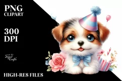Baby Dog with Party Hat PNG Product Image 3