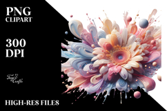 Glossy Gerbera in Material, Watercolor PNG Product Image 2