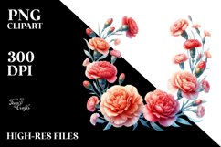 Vibrant Carnation Frame, High-Quality PNG Product Image 1