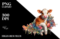 Colorful Baby Cow in Elizabethan Court, PNG Product Image 2