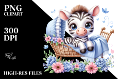 Colorful Baby Zebra Watercolor | Clipart Product Image 2