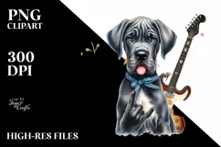 Baby Great Dane as Rock Star | Sublimation Clipart Product Image 3