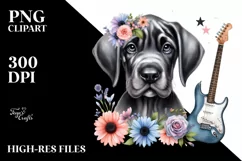 Baby Great Dane as Rock Star | Sublimation Clipart Product Image 3