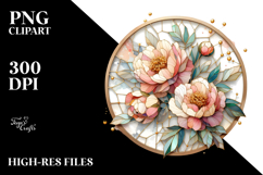 Pastel Wooden Peonies Watercolor PNG Product Image 2