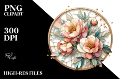 Pastel Wooden Peonies Watercolor PNG Product Image 2