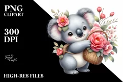 Whimsical Baby Koala with Flowers | Sublimation | Clipart Product Image 3
