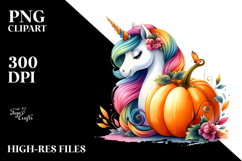 Pumpkin Unicorn Vibrant Drawing | Clipart Product Image 2