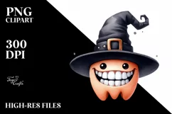 Funny Watercolor WIMSICAL Haloween Hat Smile | Sublimation Product Image 3