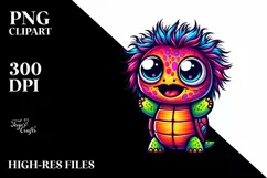 Colorful Cartoon Baby Turtle | Sublimation Clipart Product Image 1