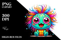 Colorful Cute Cartoon Baby Turtle | Sublimation | Clipart Product Image 1