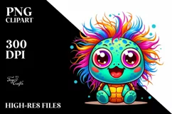 Colorful Cute Cartoon Baby Turtle | Sublimation | Clipart Product Image 1