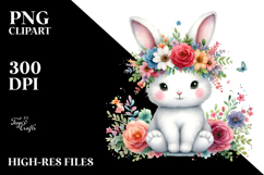 Watercolor Rabbit Flower Crown | Sublimation Clipart Product Image 2