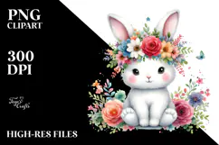Watercolor Rabbit Flower Crown | Sublimation Clipart Product Image 2