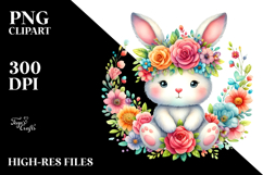Watercolor Rabbit Flower Crown | Sublimation Clipart Product Image 2