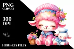 Smiling Cute Baby Lamb Sleeping Sailor | Clipart Product Image 1