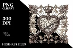 Vintage Hand-Drawn Stained Heart with Arrow, High-Res PNG Product Image 2