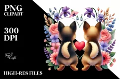 German Shepherd Heart Simple Flower PNG Product Image 2