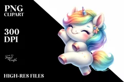 Cute Unicorn Dancing Watercolor | Sublimation | Clipart Product Image 1